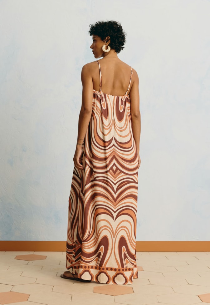 Vestido Longo Estampado Las Murallas