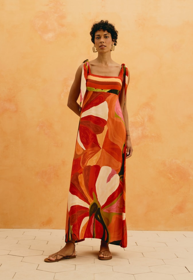 Vestido Longo Estampado Latina