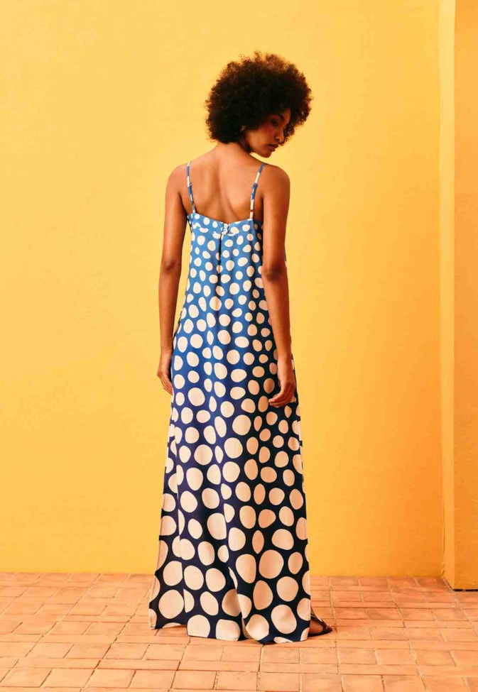 Vestido Longo Estampado Nibs De Poá