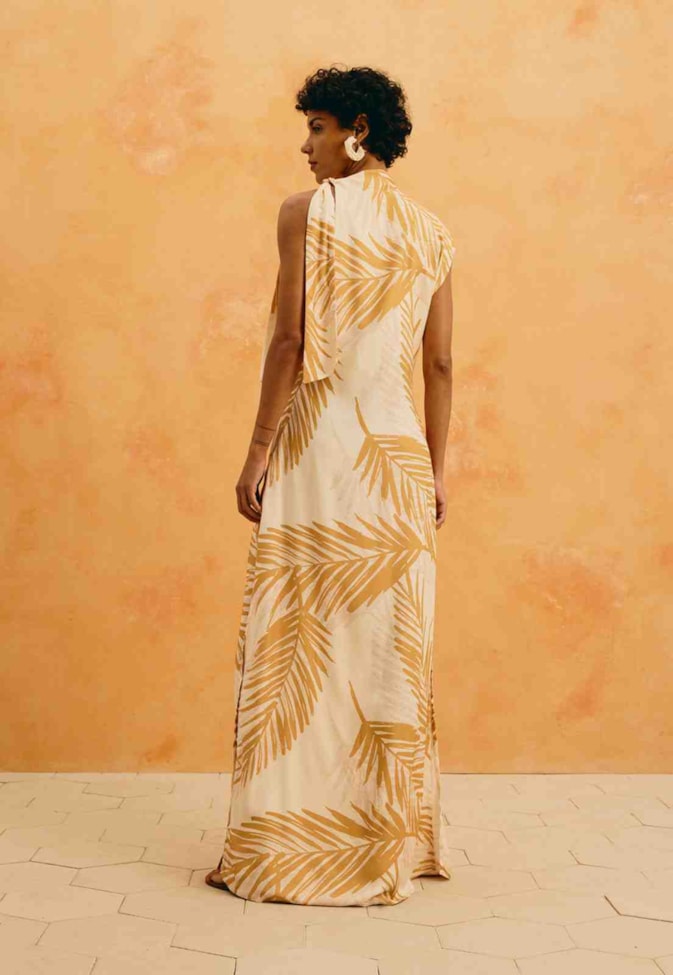 Vestido Longo Estampado Palma Colombiana
