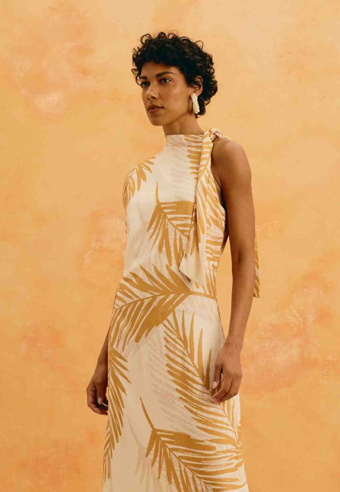 Vestido Longo Estampado Palma Colombiana