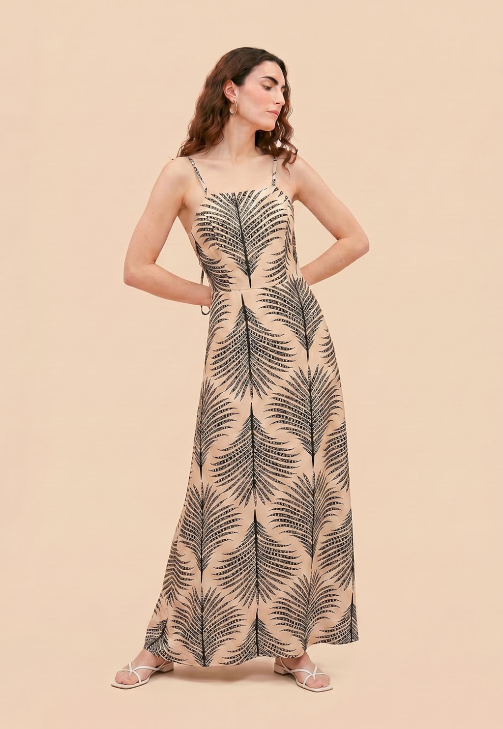 Vestido Longo Estampado Palmeira