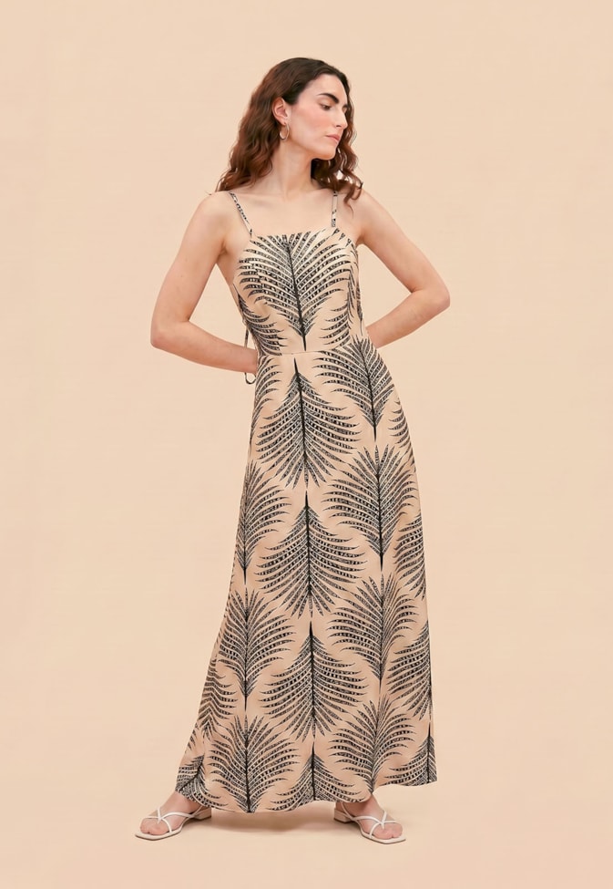 Vestido Longo Estampado Palmeira