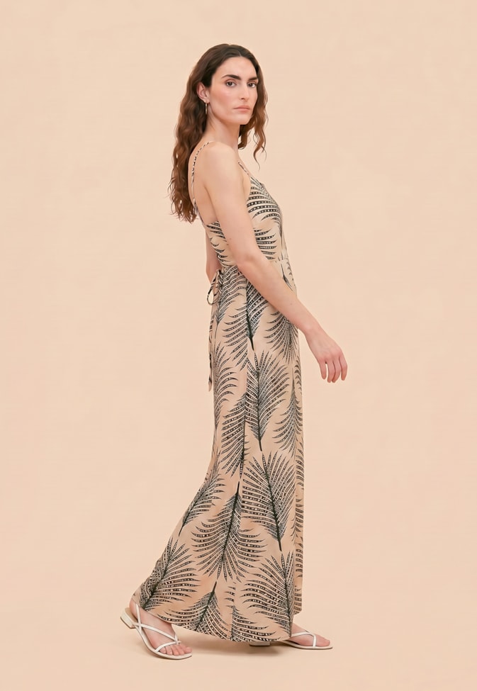 Vestido Longo Estampado Palmeira