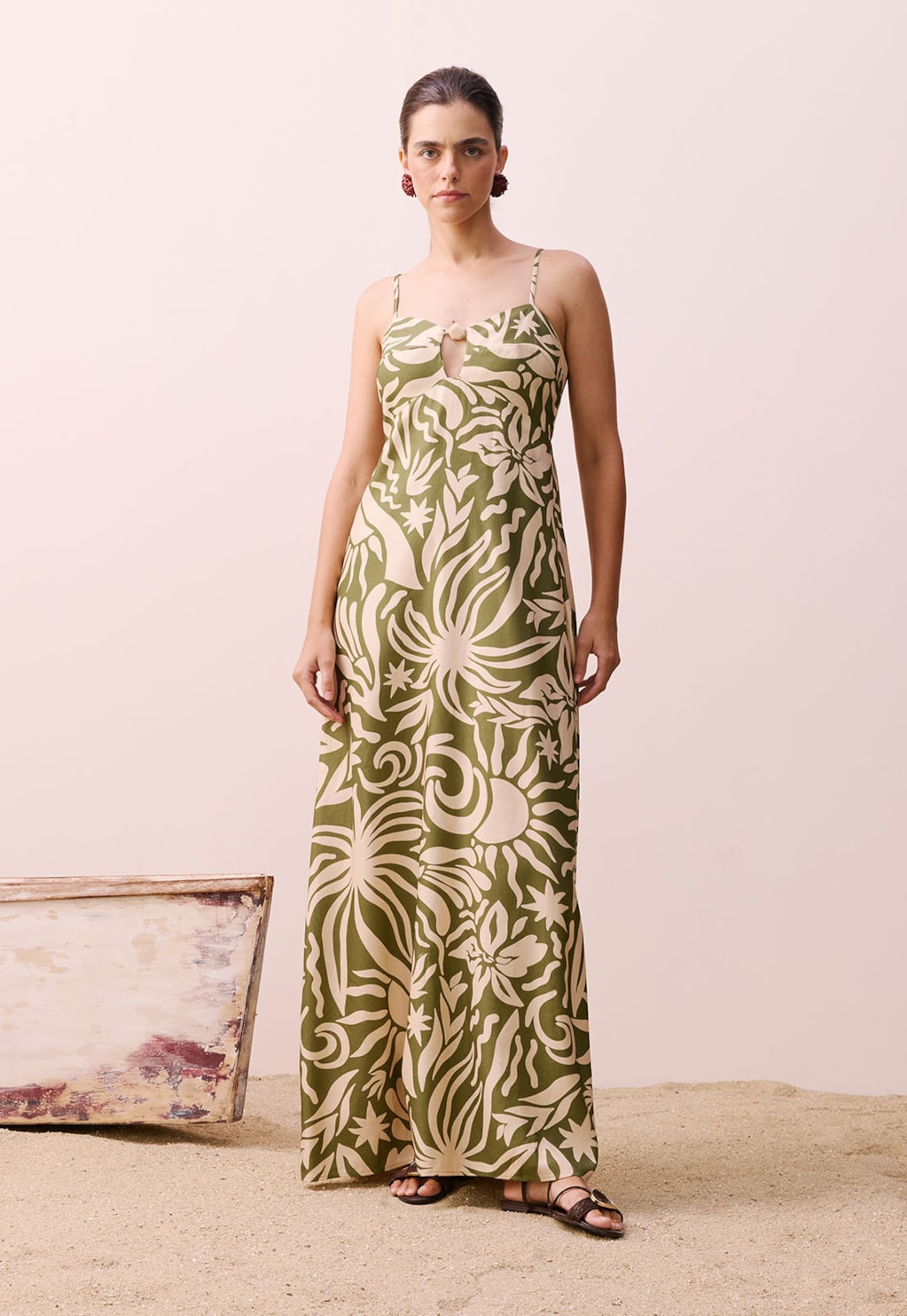 Vestido Longo Estampado Pedra do Sol