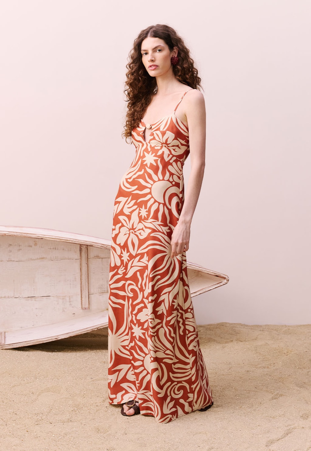 Vestido Longo Estampado Pedra do Sol