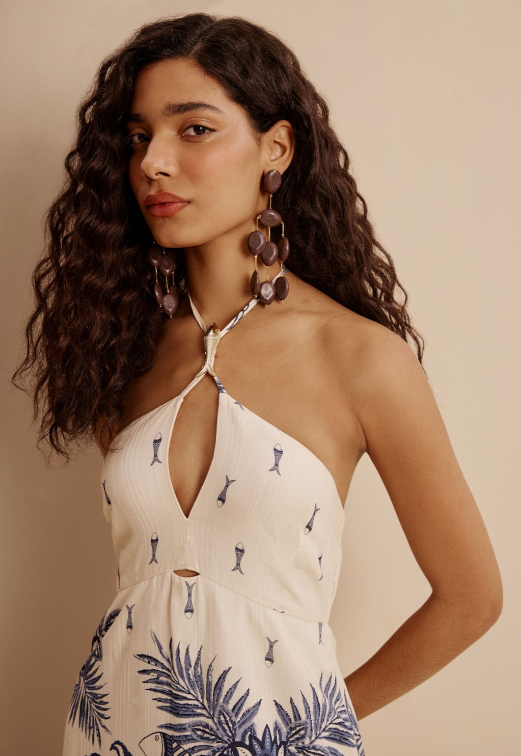 Vestido Longo Estampado Pedra dos Peixes