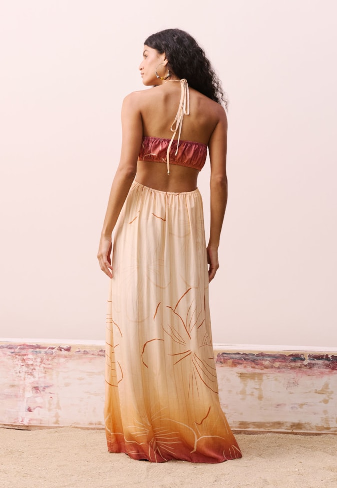 Vestido Longo Estampado Pérola do Tapajós