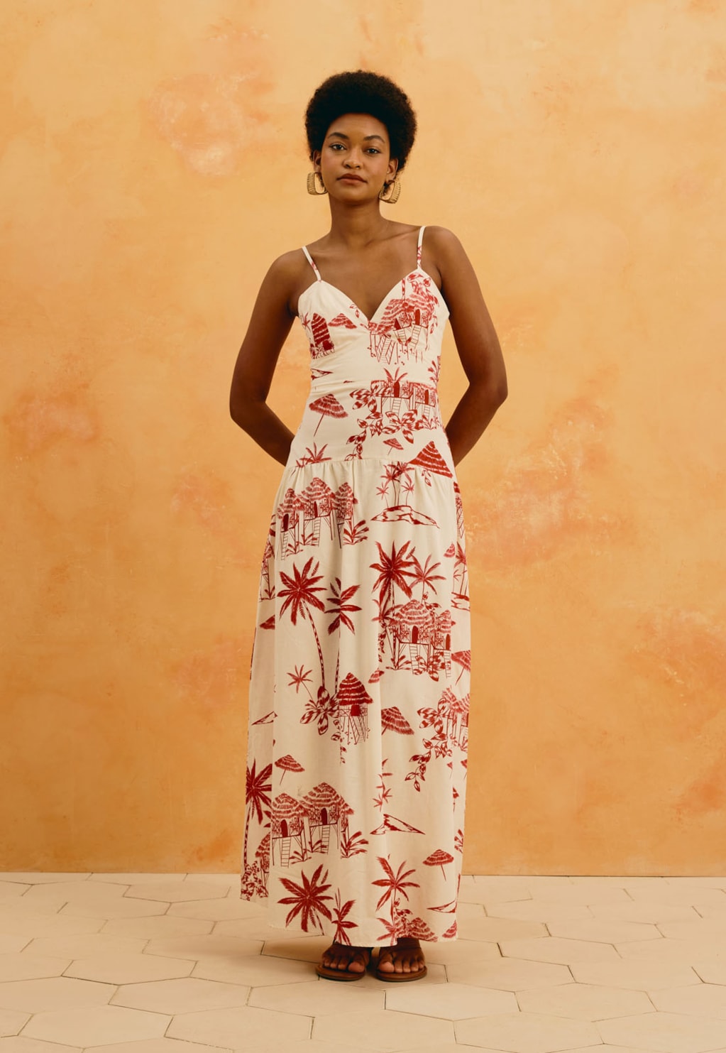 Vestido Longo Estampado Playa Blanca
