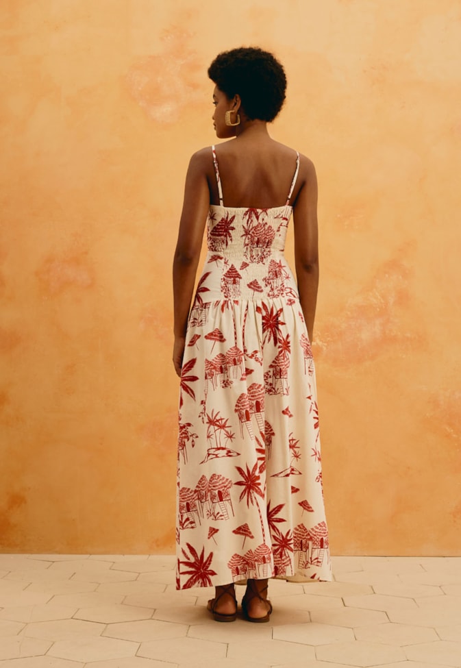 Vestido Longo Estampado Playa Blanca