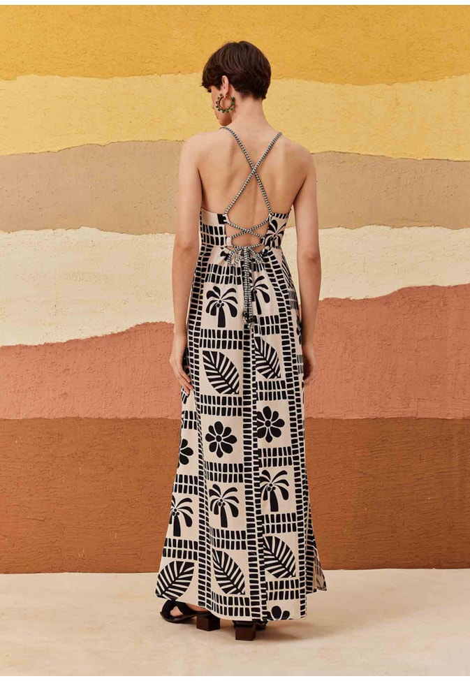 Vestido Longo Estampado Pucara