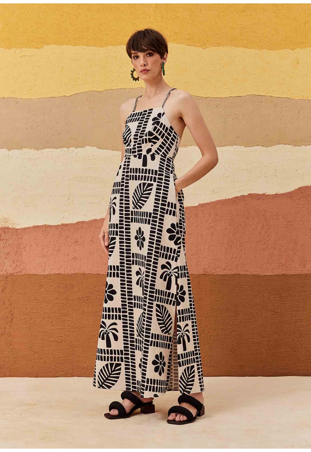 Vestido Longo Estampado Pucara