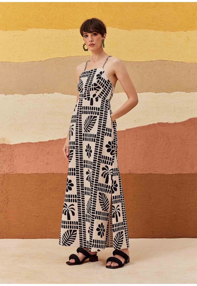 Vestido Longo Estampado Pucara