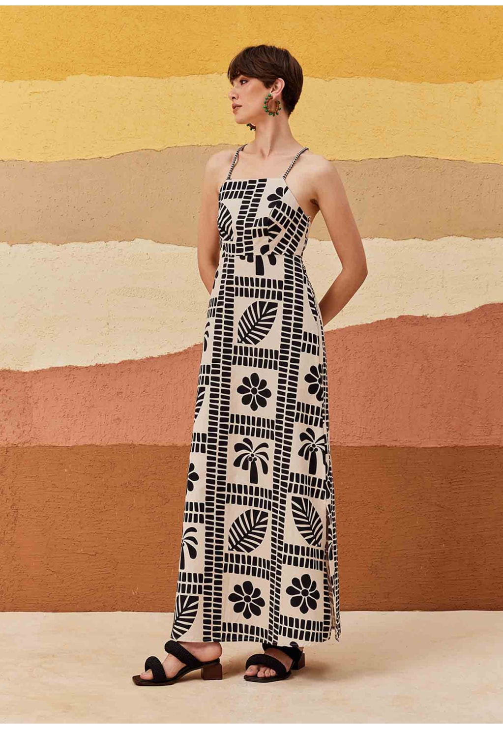 Vestido Longo Estampado Pucara