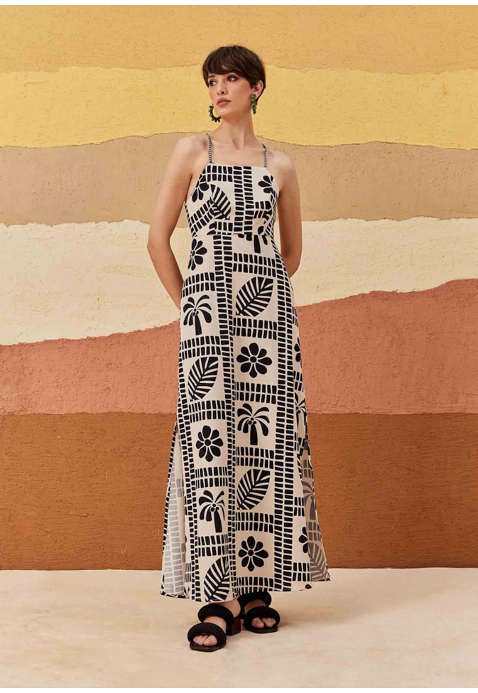 Vestido Longo Estampado Pucara