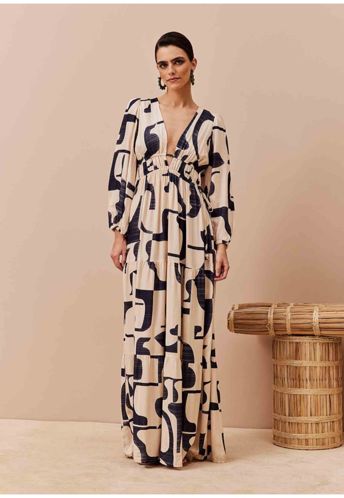 Vestido Longo Estampado Puente Del Inca