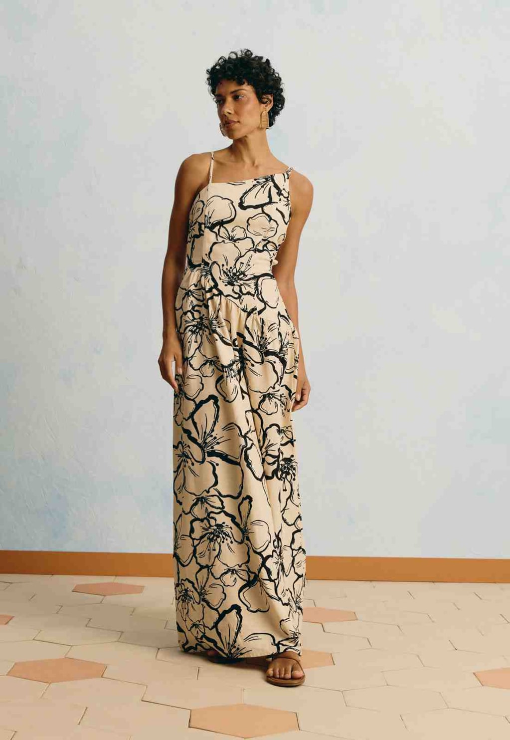 Vestido Longo Estampado Rosa Del Caribe