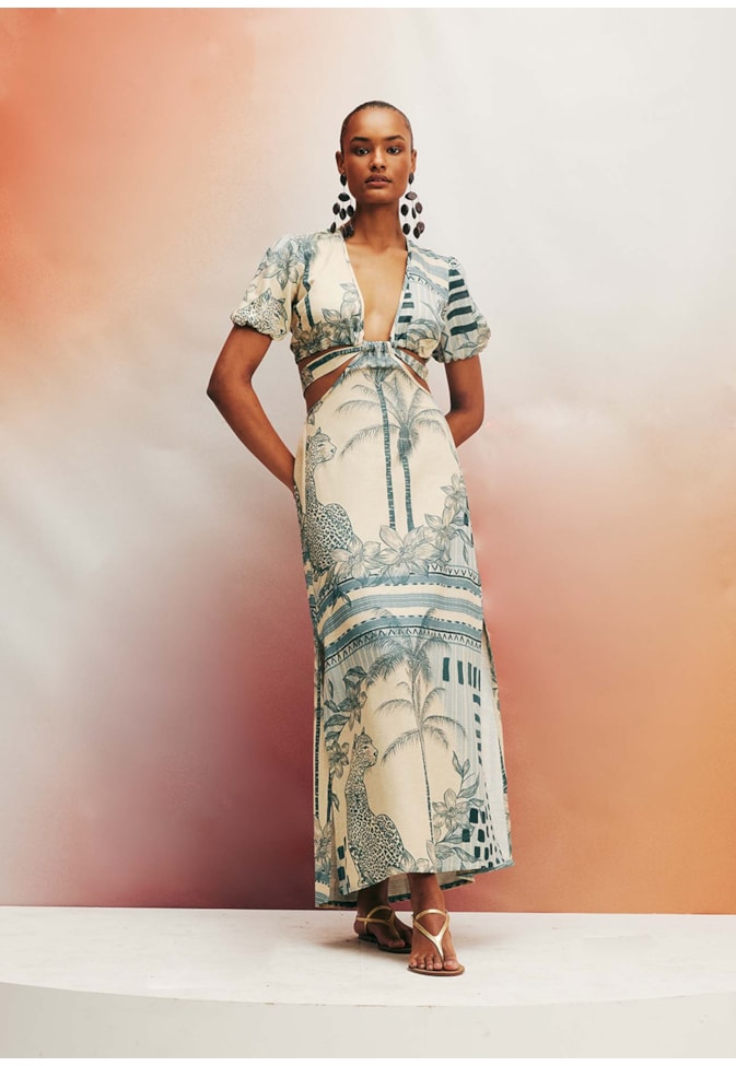 Vestido Longo Estampado Tapajós