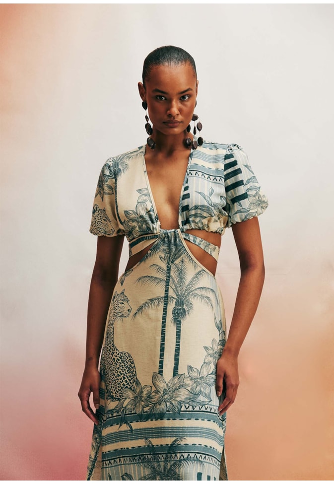 Vestido Longo Estampado Tapajós