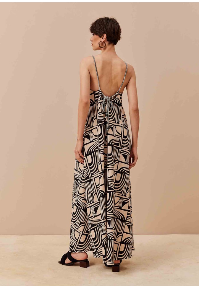 Vestido Longo Estampado Tierras Altas