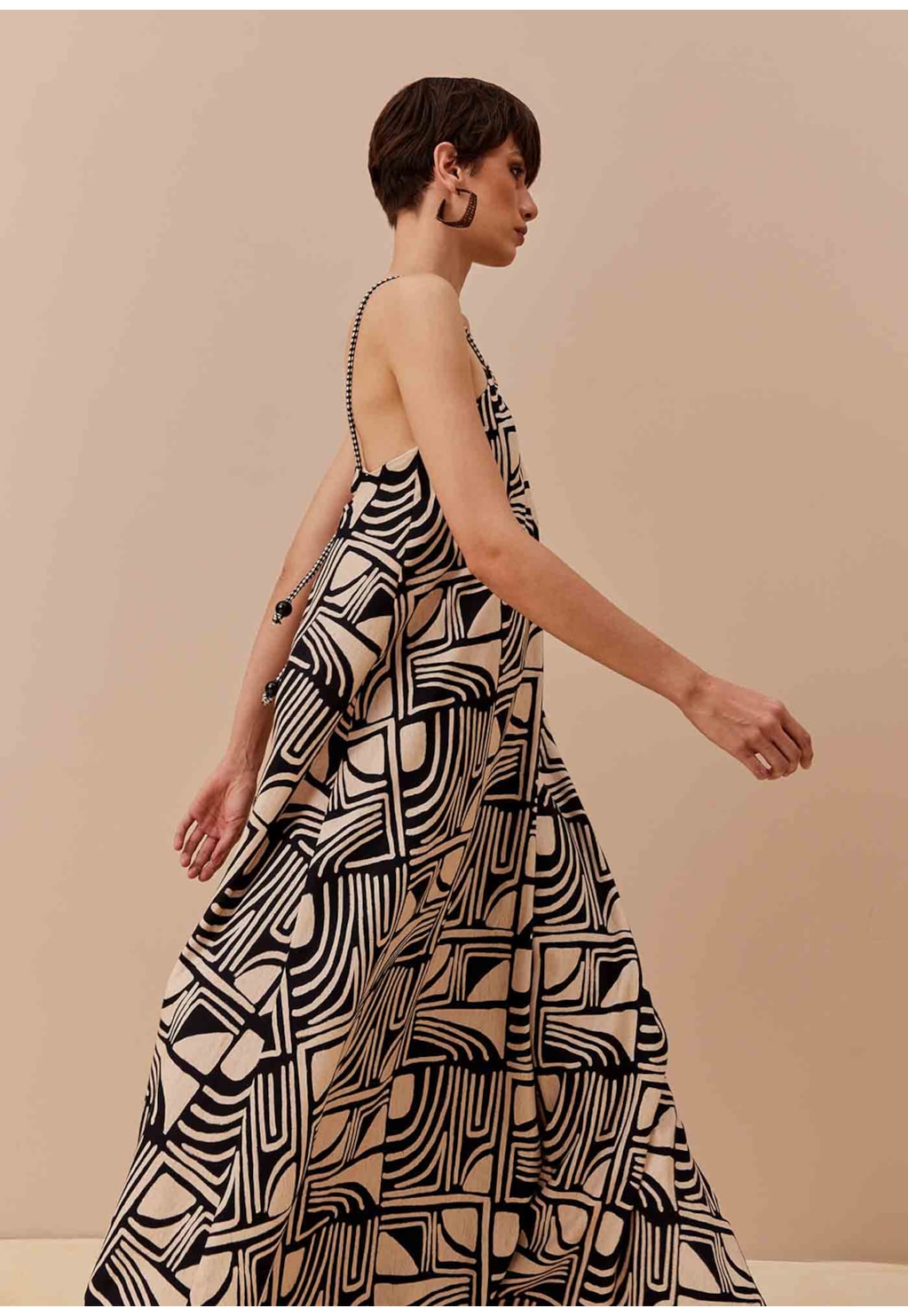 Vestido Longo Estampado Tierras Altas