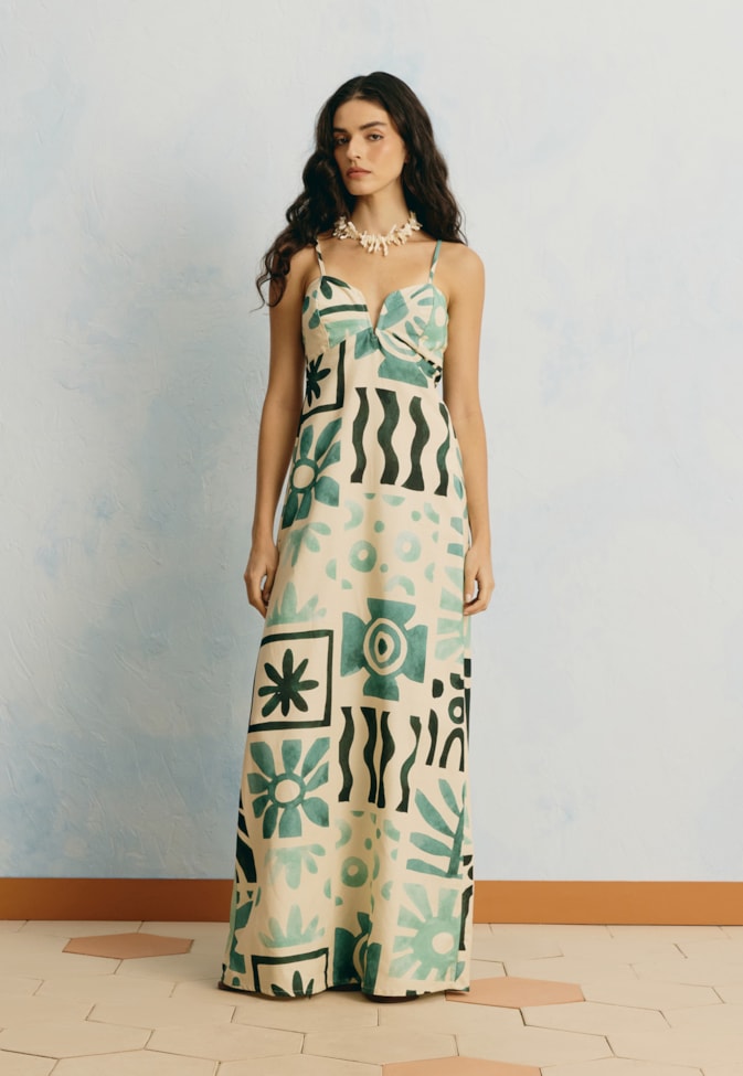Vestido Longo Estampado Vitralia