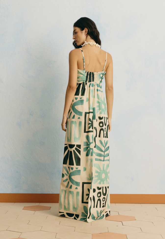 Vestido Longo Estampado Vitralia