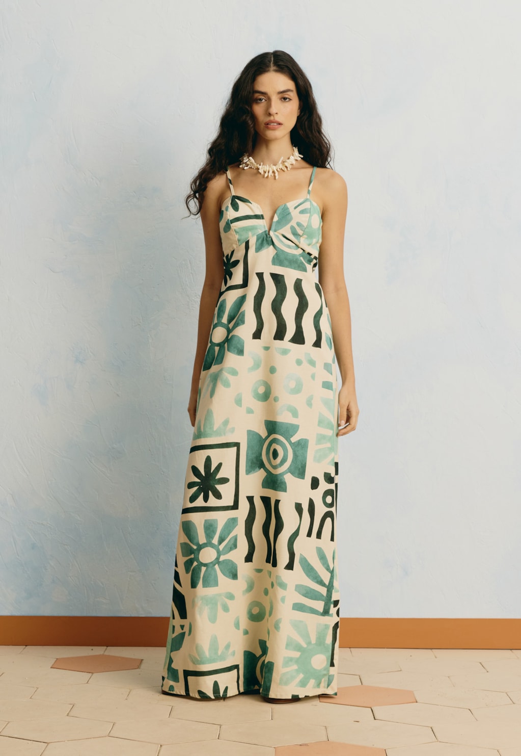 Vestido Longo Estampado Vitralia