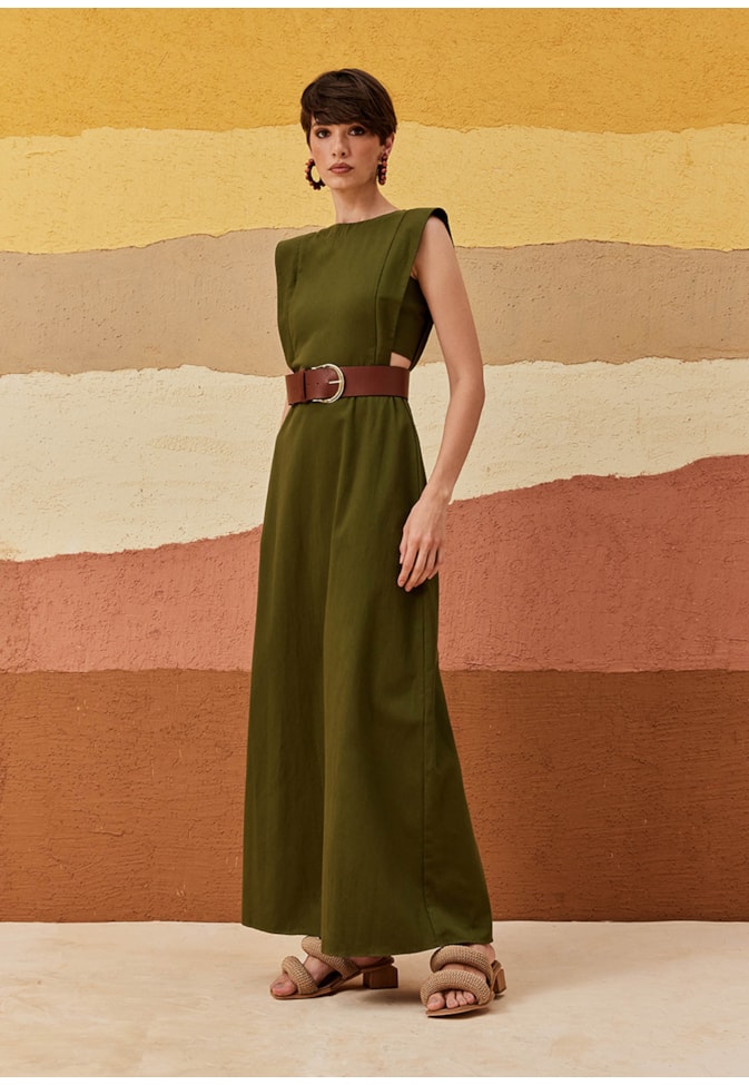 Vestido Longo Faixa Lateral