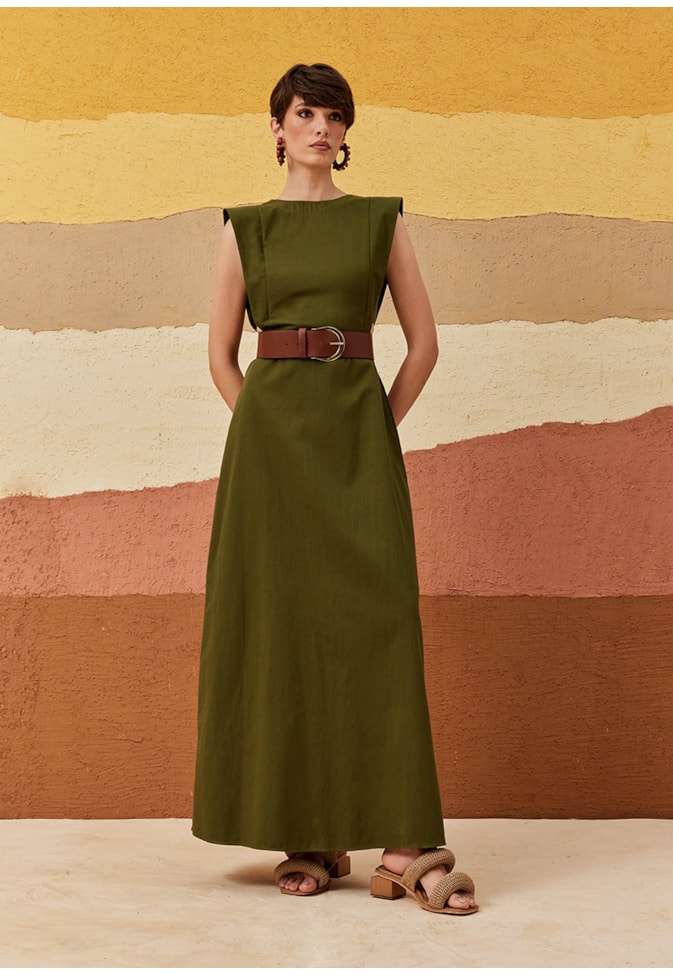 Vestido Longo Faixa Lateral