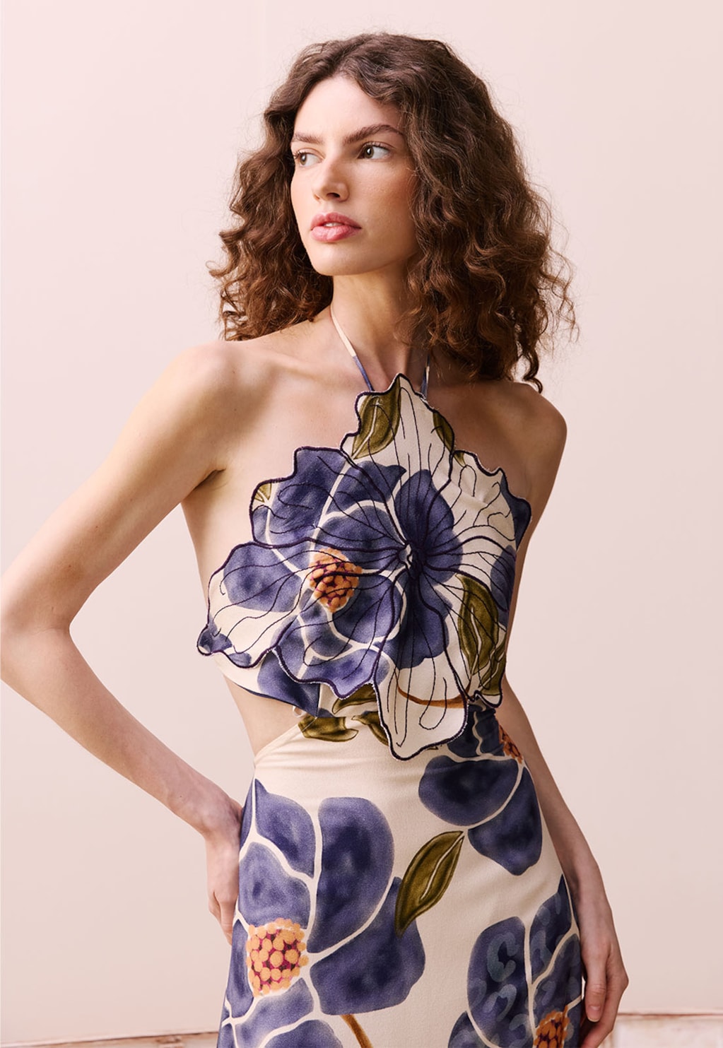 Vestido Longo Flor Estampado Papoula