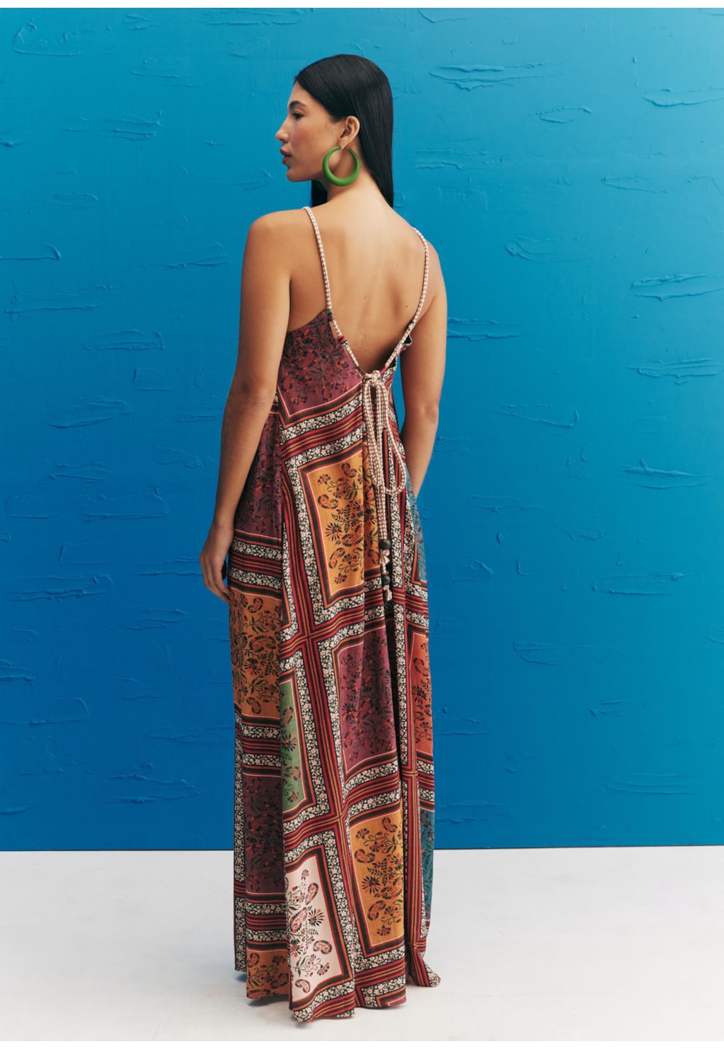 Vestido Longo Frente U Estampado Los Tapes