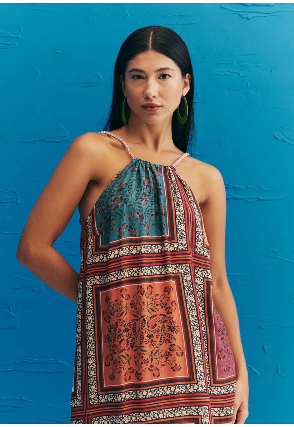 Vestido Longo Frente U Estampado Los Tapes