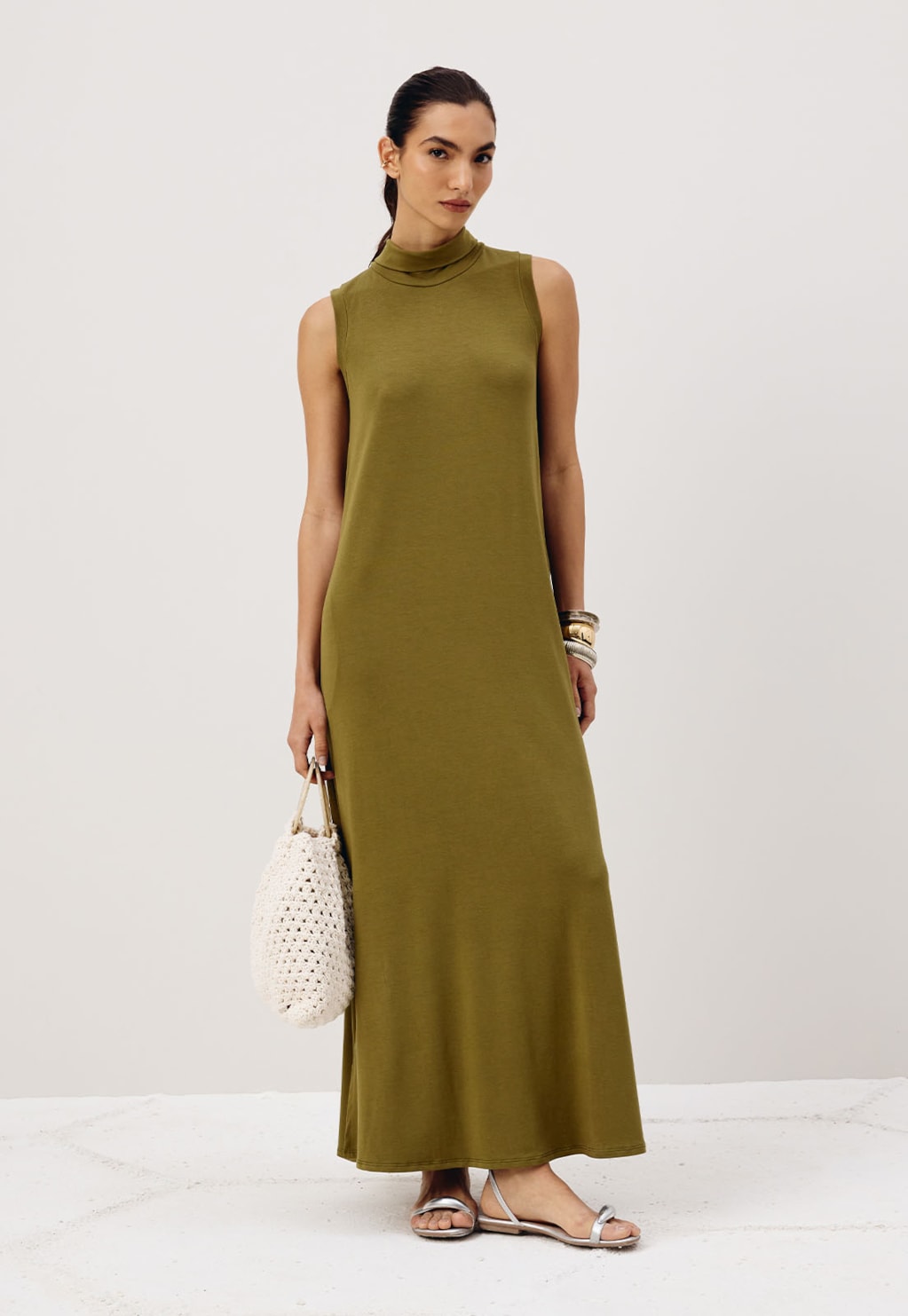 Vestido Longo Gola Alta