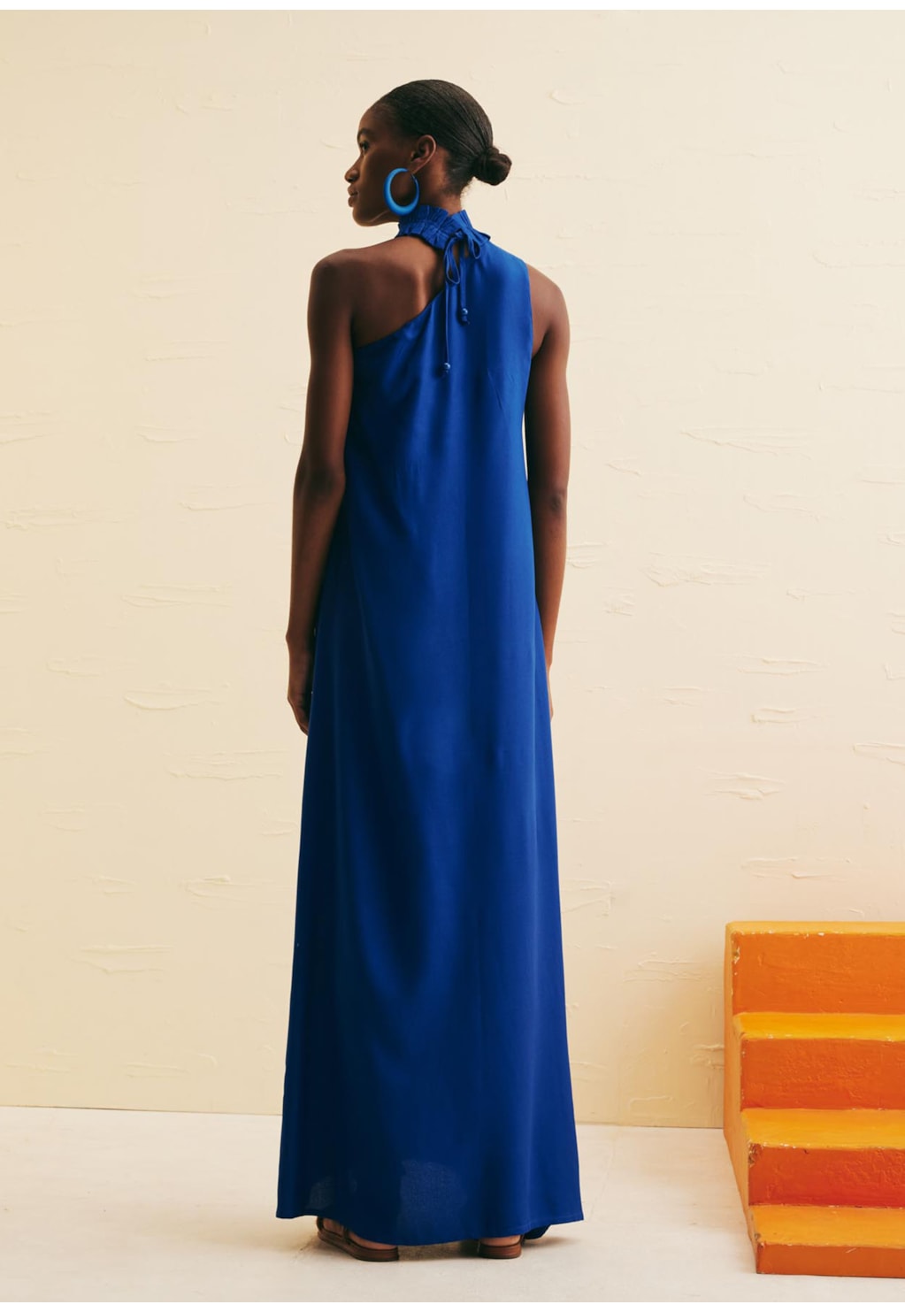 Vestido Longo Gola Franzida