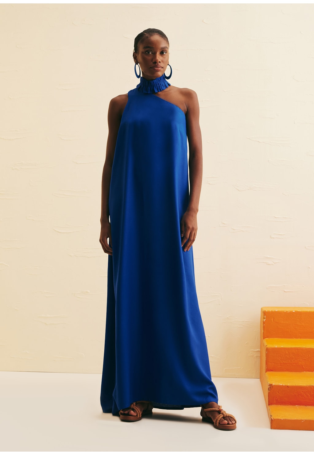 Vestido Longo Gola Franzida