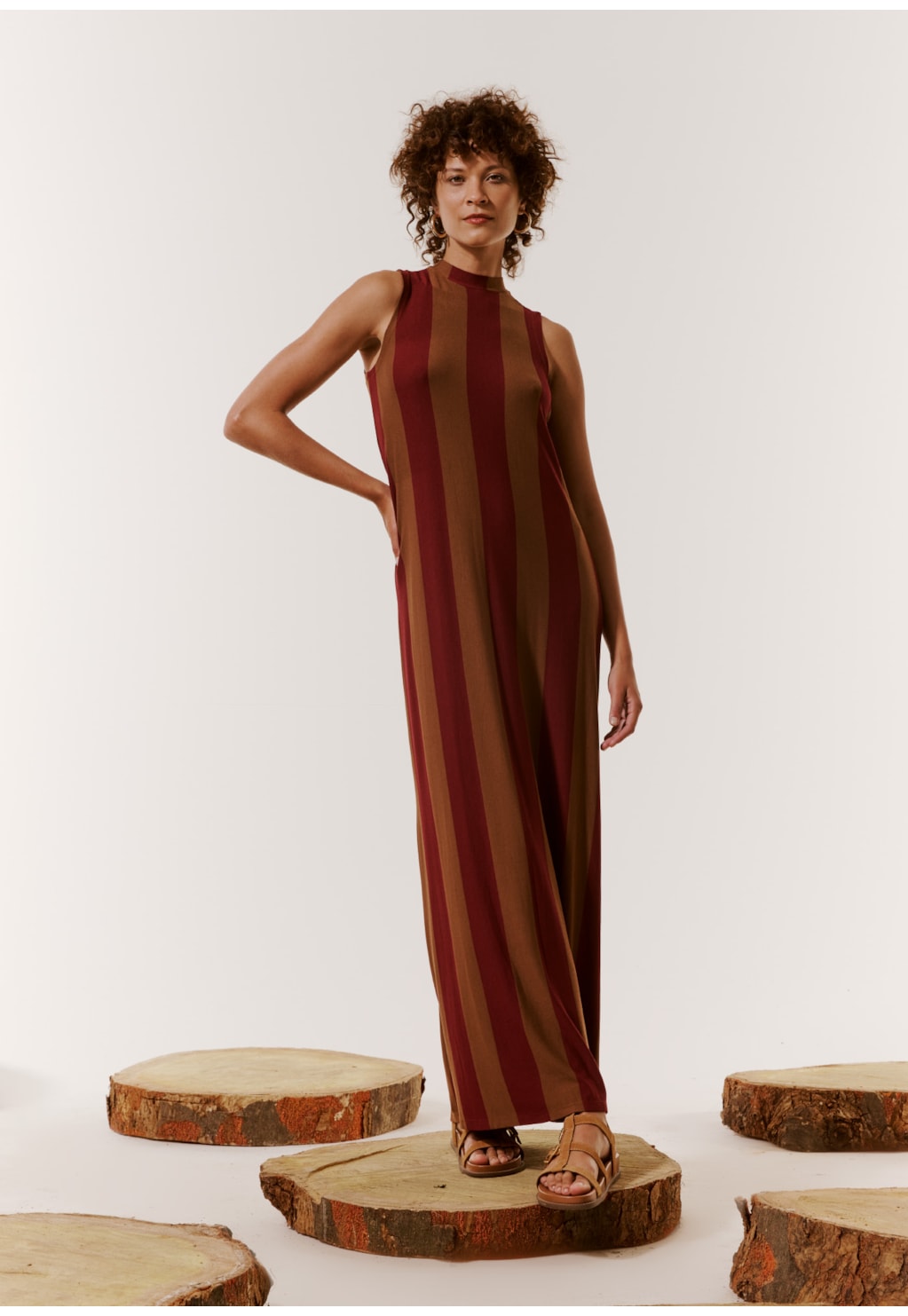 Vestido Longo Golinha Listrado