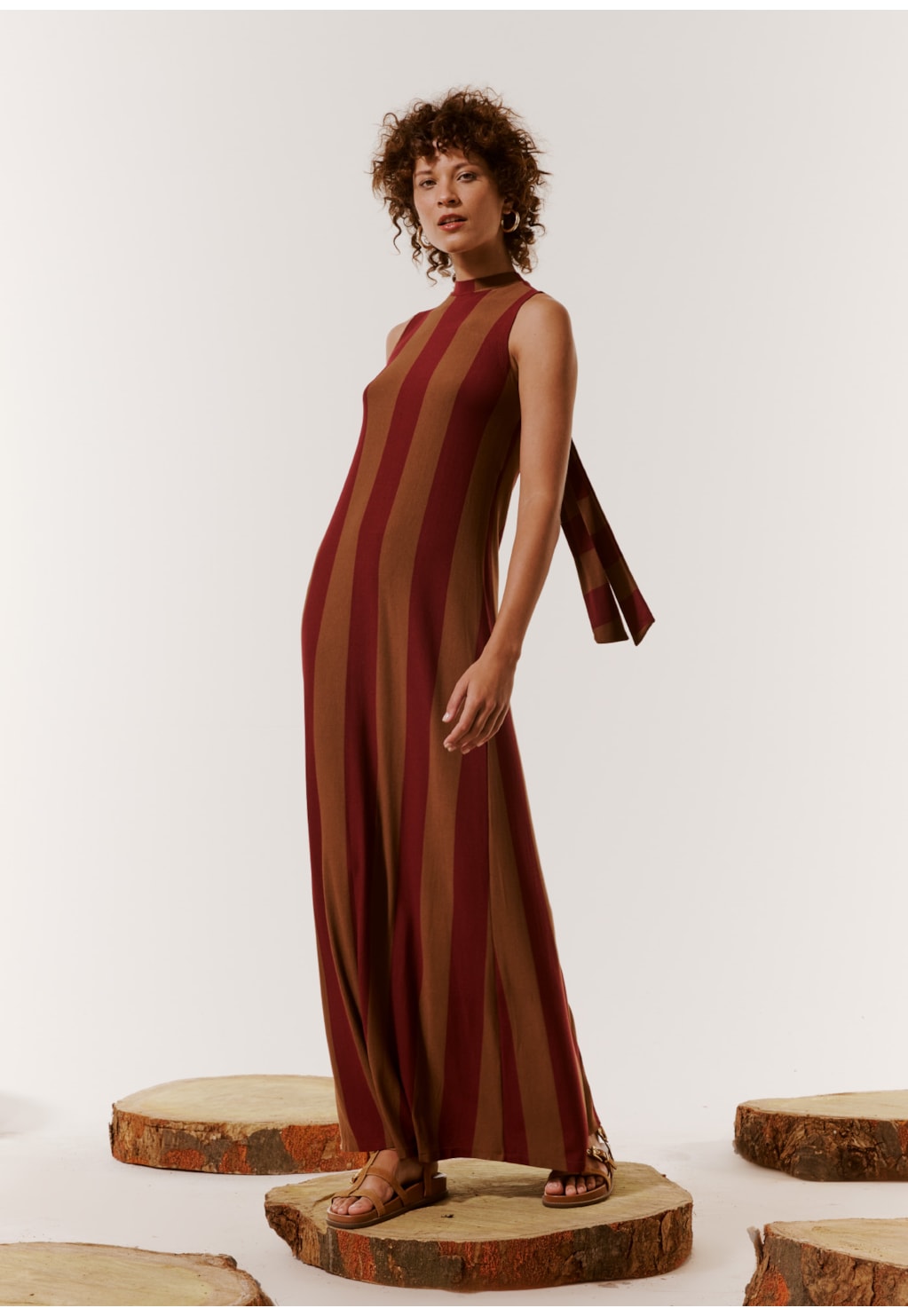 Vestido Longo Golinha Listrado