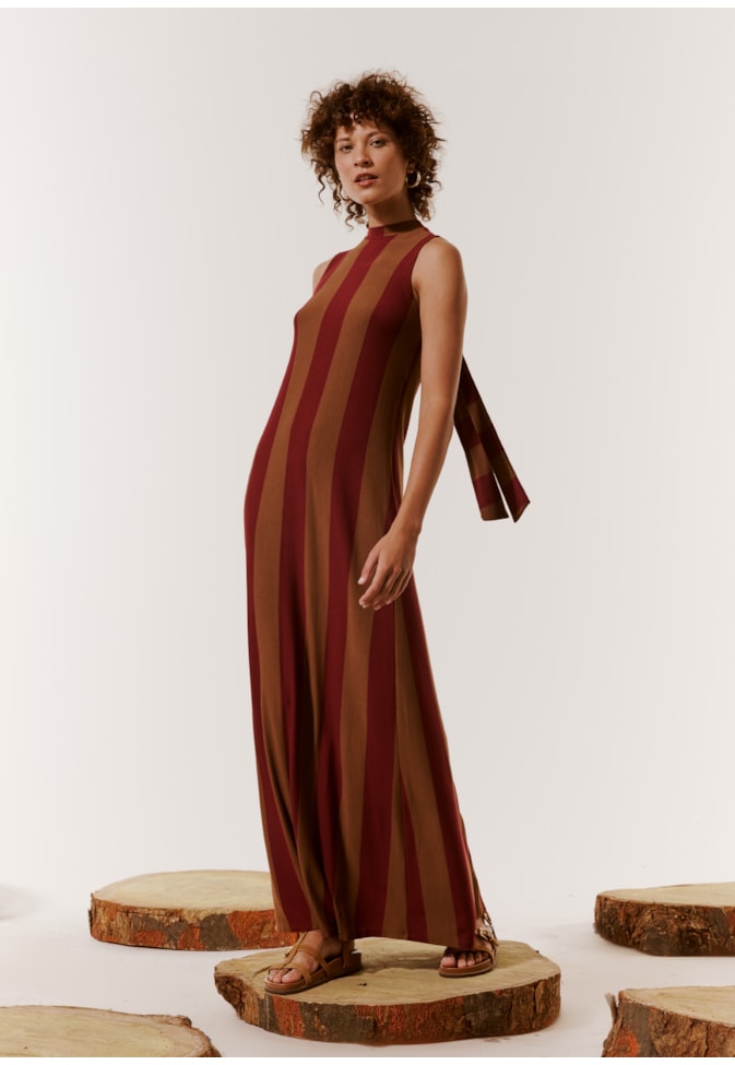 Vestido Longo Golinha Listrado