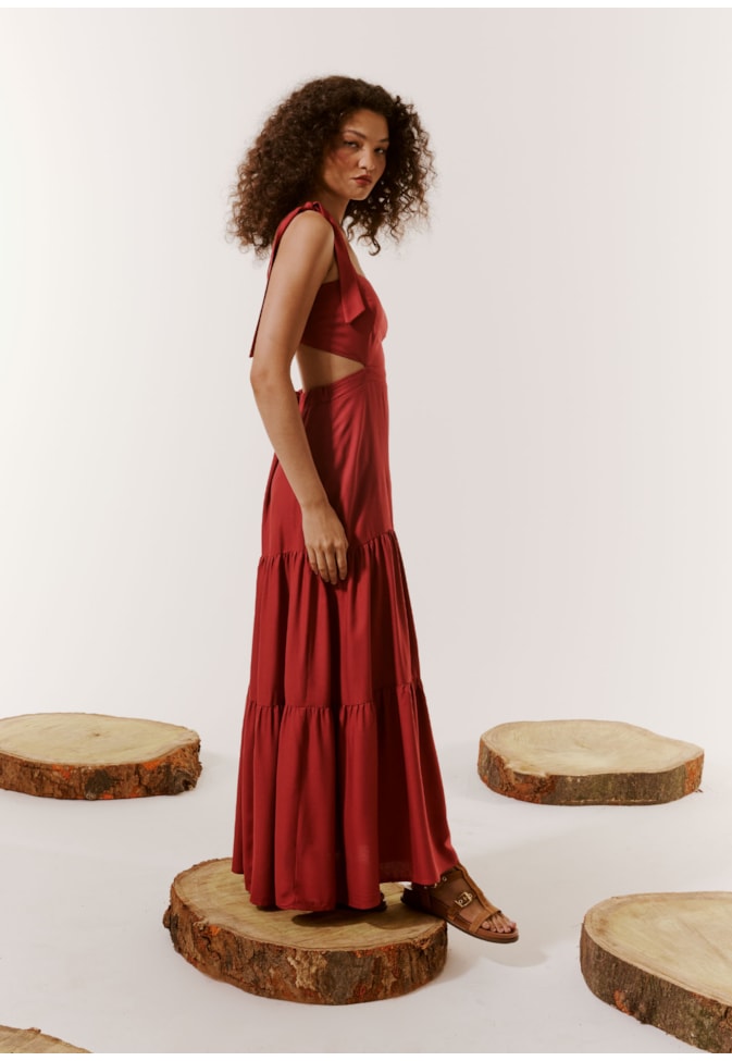 Vestido Longo Laço Ombros