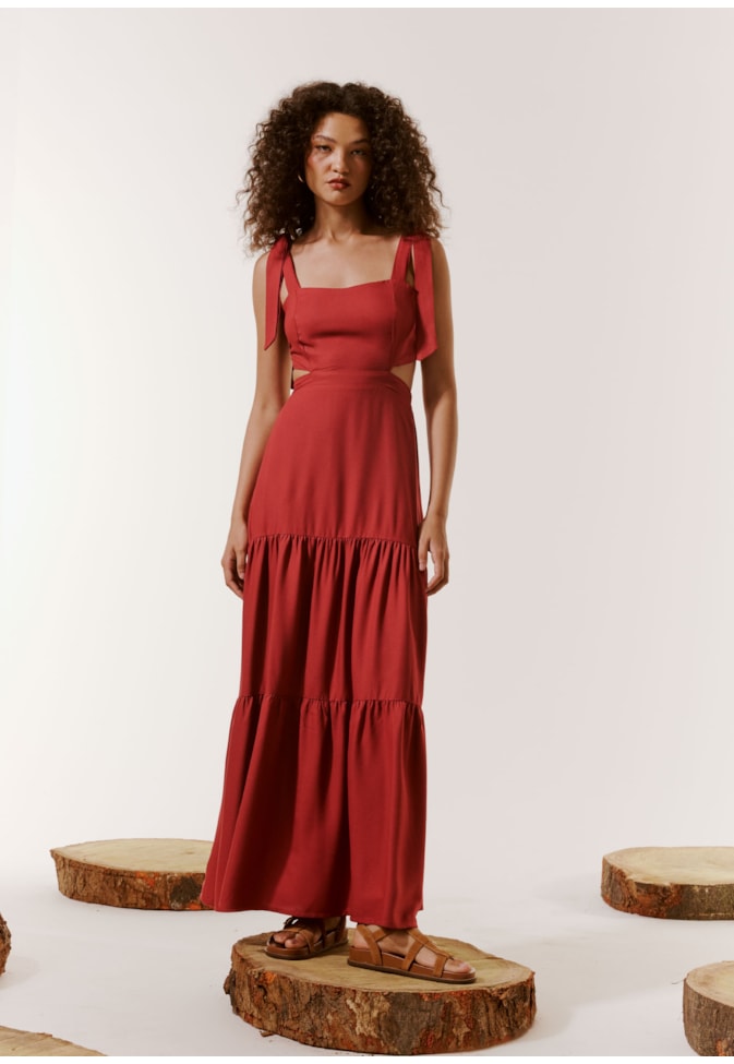 Vestido Longo Laço Ombros