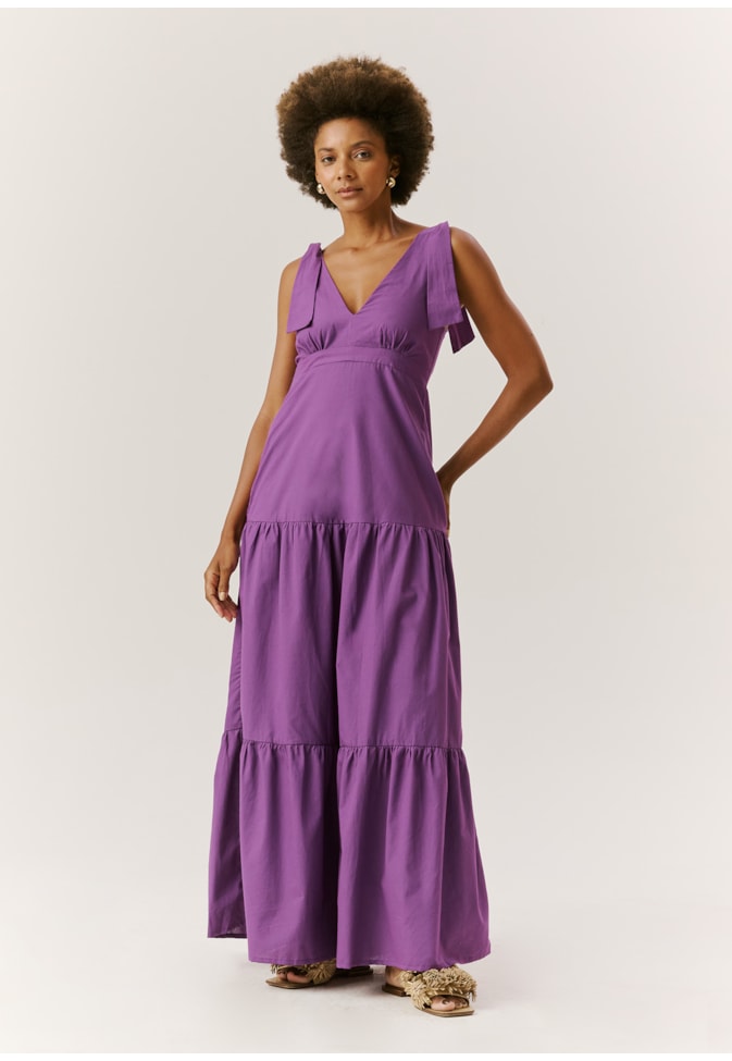 Vestido Longo Laços Ombros