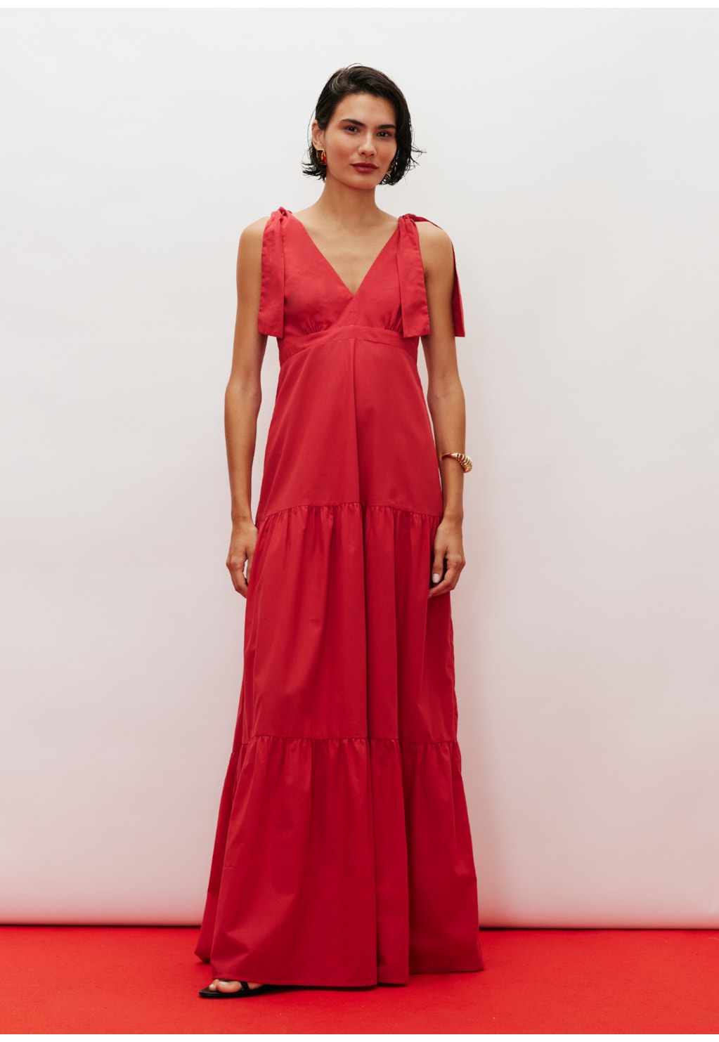 Vestido Longo Laços Ombros