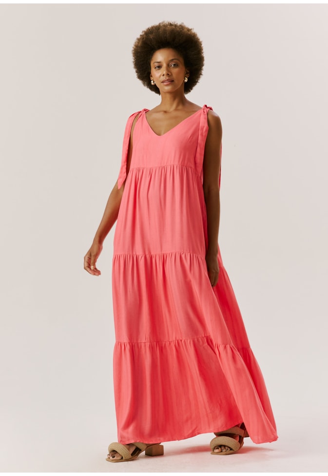 Vestido Longo Laços Ombros C/ Marias