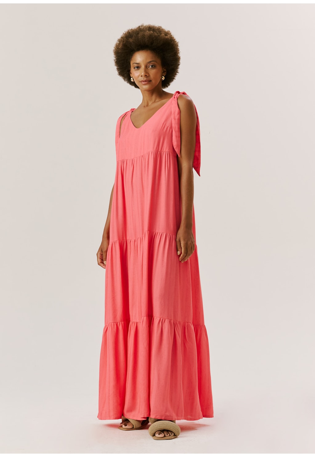 Vestido Longo Laços Ombros C/ Marias