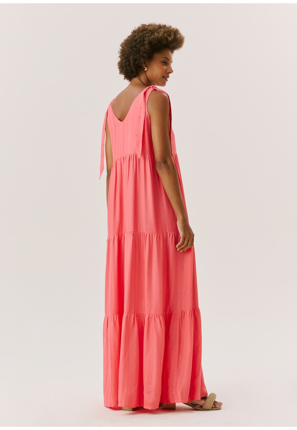 Vestido Longo Laços Ombros C/ Marias