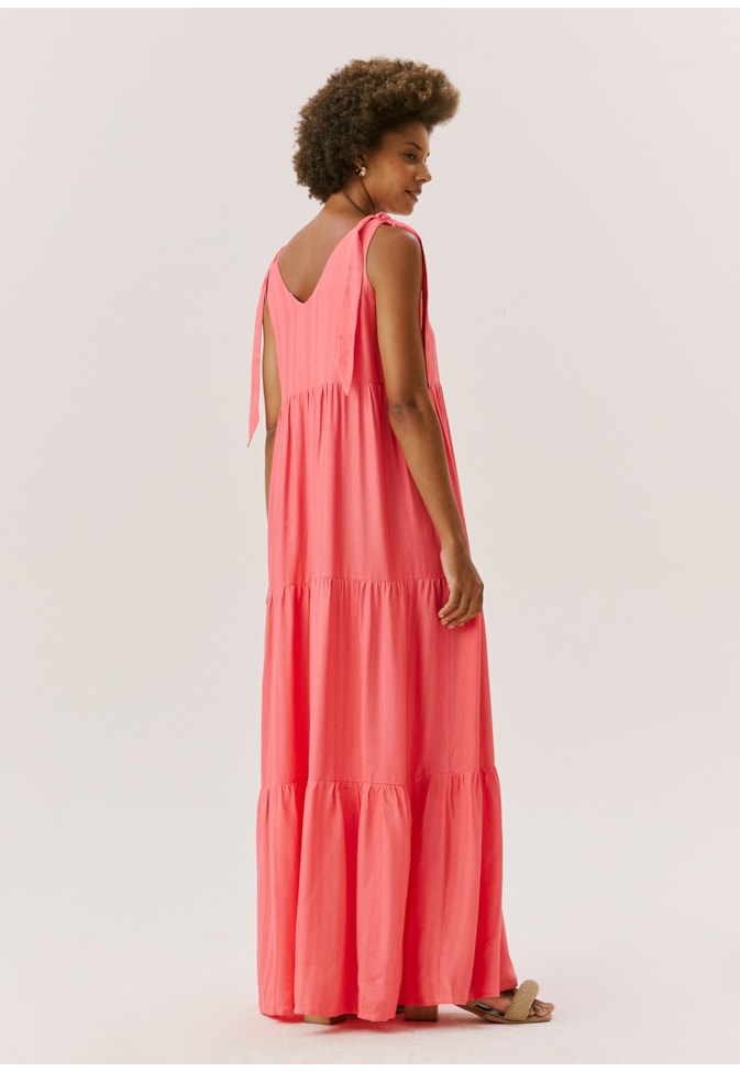 Vestido Longo Laços Ombros C/ Marias