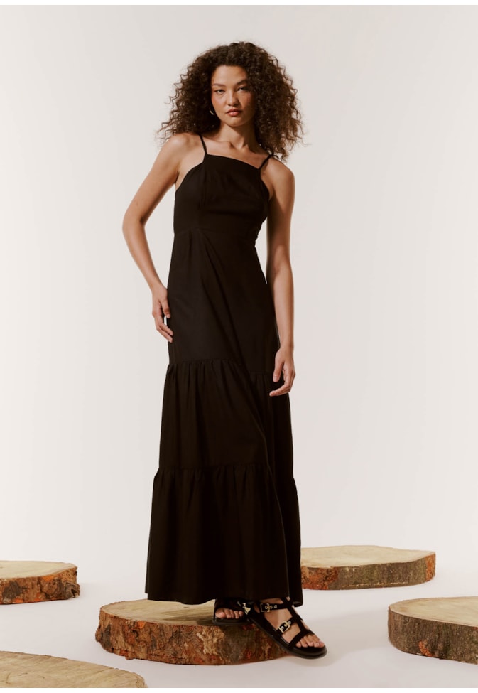 Vestido Longo Lastex Costas