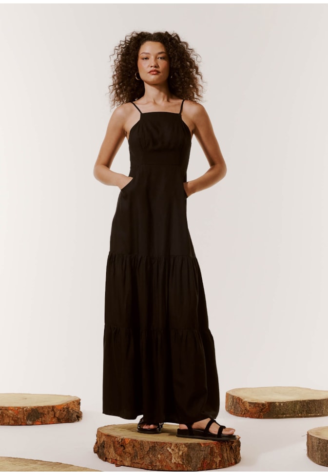 Vestido Longo Lastex Costas