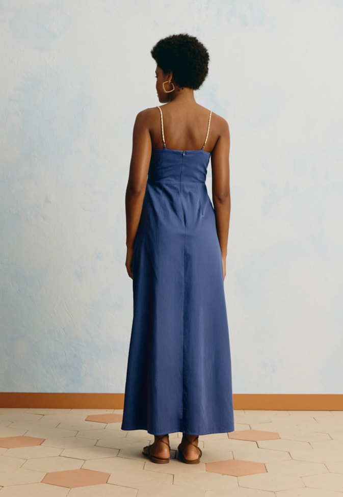 Vestido Longo Liso Alça Corda